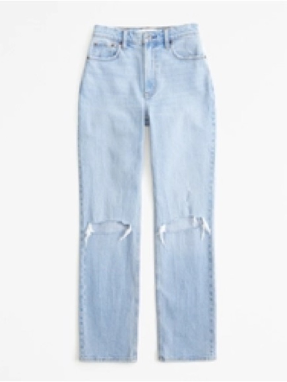 Abercrombie & Fitch Light Wash Straight Leg Jeans with Knee Slits